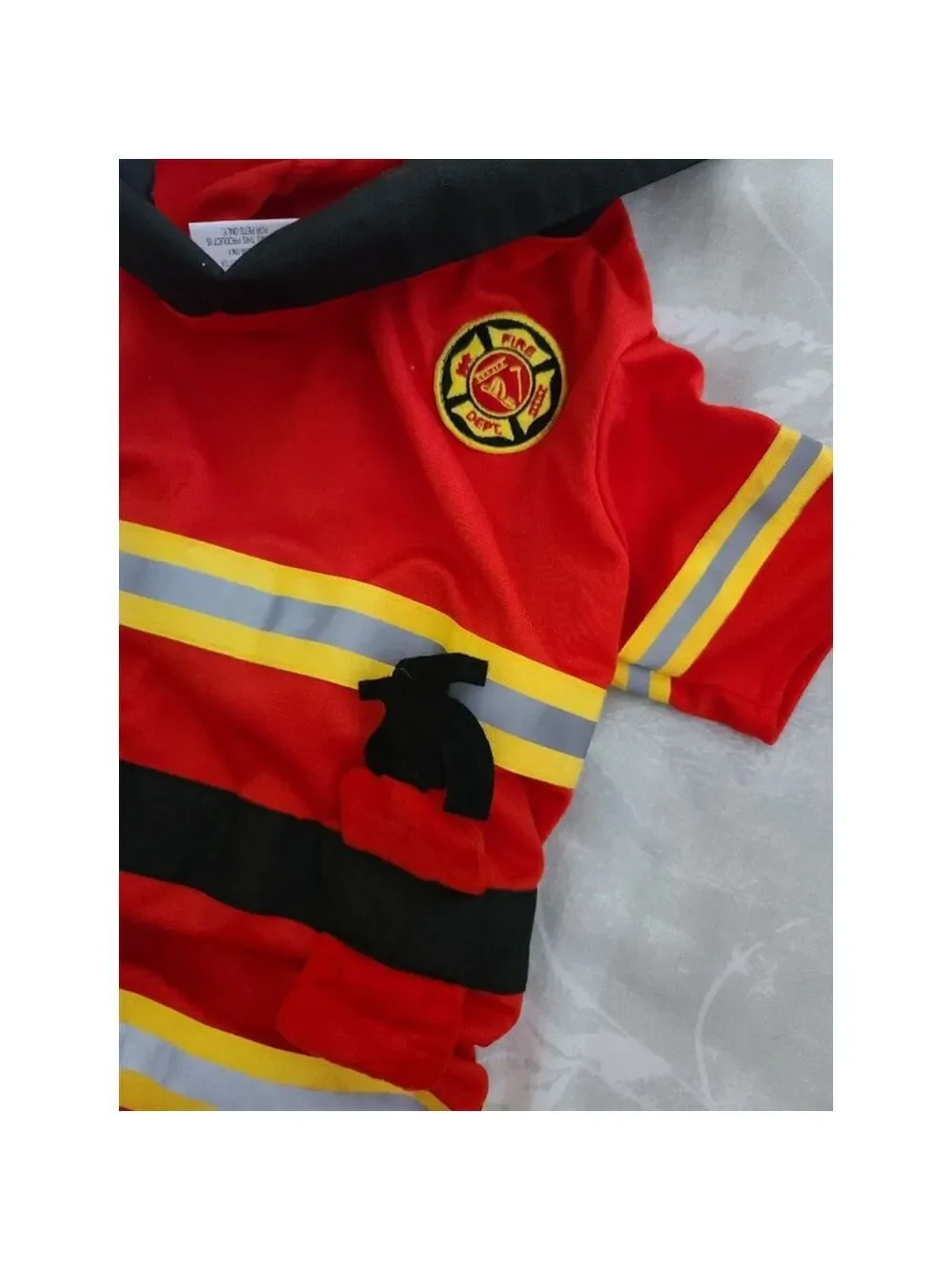 Dog Firefighter Costume, Reflective Red & Black, M